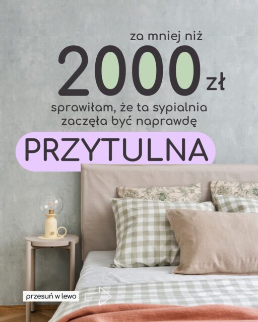Czy da się zrobić przytulną sypialnię za mniej niż 2000 zł? 👀 Da się — i ta realizacja jest na to najlepszym przykładem.

Tapeta za łóżkiem, odświeżone ściany, nowe łóżko i stoliki nocne, a do tego tekstylia, które zawsze robią tą najważniejszą robotę, tą kropkę nad i.

Całość zamknęłam w budżecie poniżej 2000 zł.

Na karuzeli pokazuję, co dokładnie kupiłam i ile kosztowało. 👇

Co Cię najbardziej zaskoczyło — efekt czy budżet? 🤭